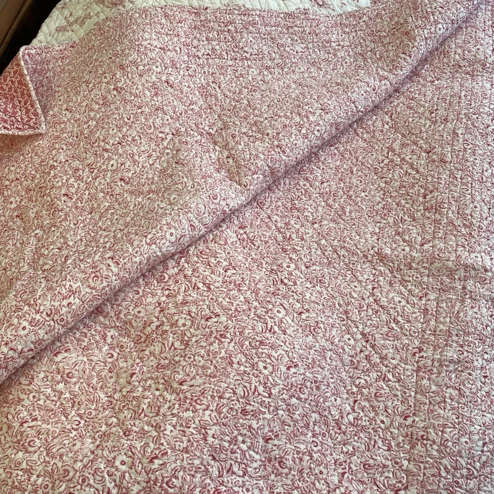 King Size Quilt French Country Living Catalog. Floral Red Quilt.